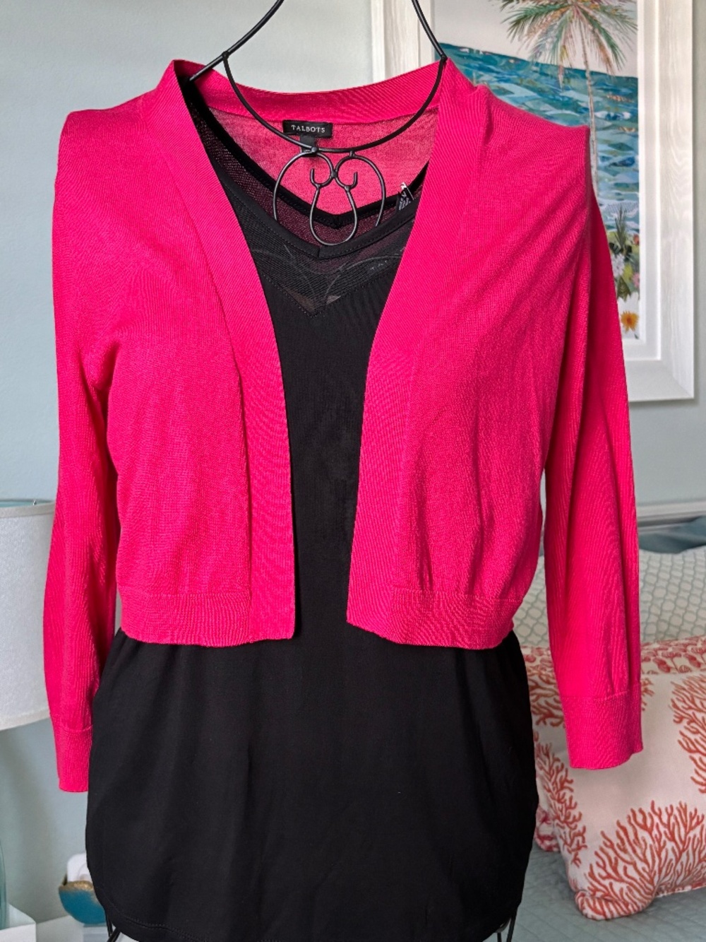 Talbots Fuchsia Cropped Shrug Sz M
